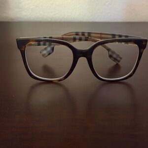 Burberry Evelyn Women's Square Frame Glasses with Signature Check Temples